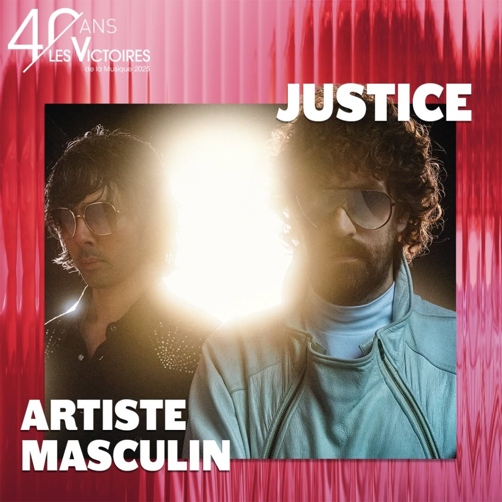 Affiche des Victoires de la Musique 2025 pour la nomination de Justice comme artiste masculin