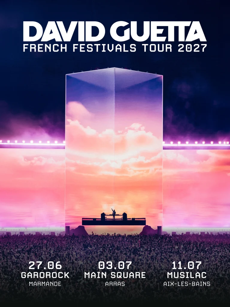 Affiche des 3 dates françaises de David Guetta en 2027