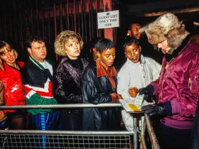 Credit : Dave Swindells via Simon Moore - 1991 Ministry of Sound guest list 01 (Humphrey Waterhouse in the fur hat) (clean)