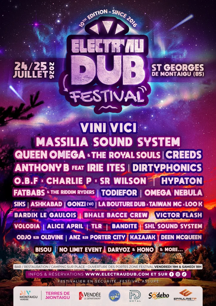 Programmation 2026 d'Electr'au Dub Festival | Source : Electr'au Dub Festival