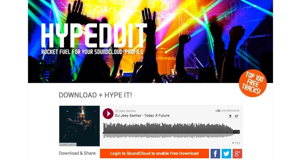 Exemple de campagne Hypeddit sur Soundcloud | Source : digitaldjtips.com