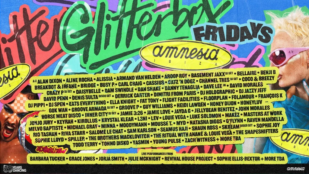 Programmation de la résidence 2026 de Glitterbox à Amnesia Ibiza / Source : Glitterbox