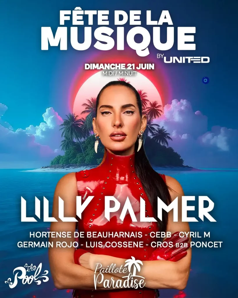 Visuel de l'évènement du 21 juin, Lilly Palmer | Source : La Paillote Paradise