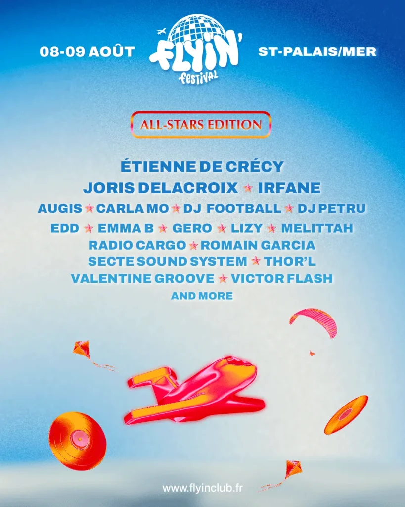 Affiche de la programmation 2026 du Flyin'Festival | Artiste : Emma jolie (@emmaaaa_ilj)