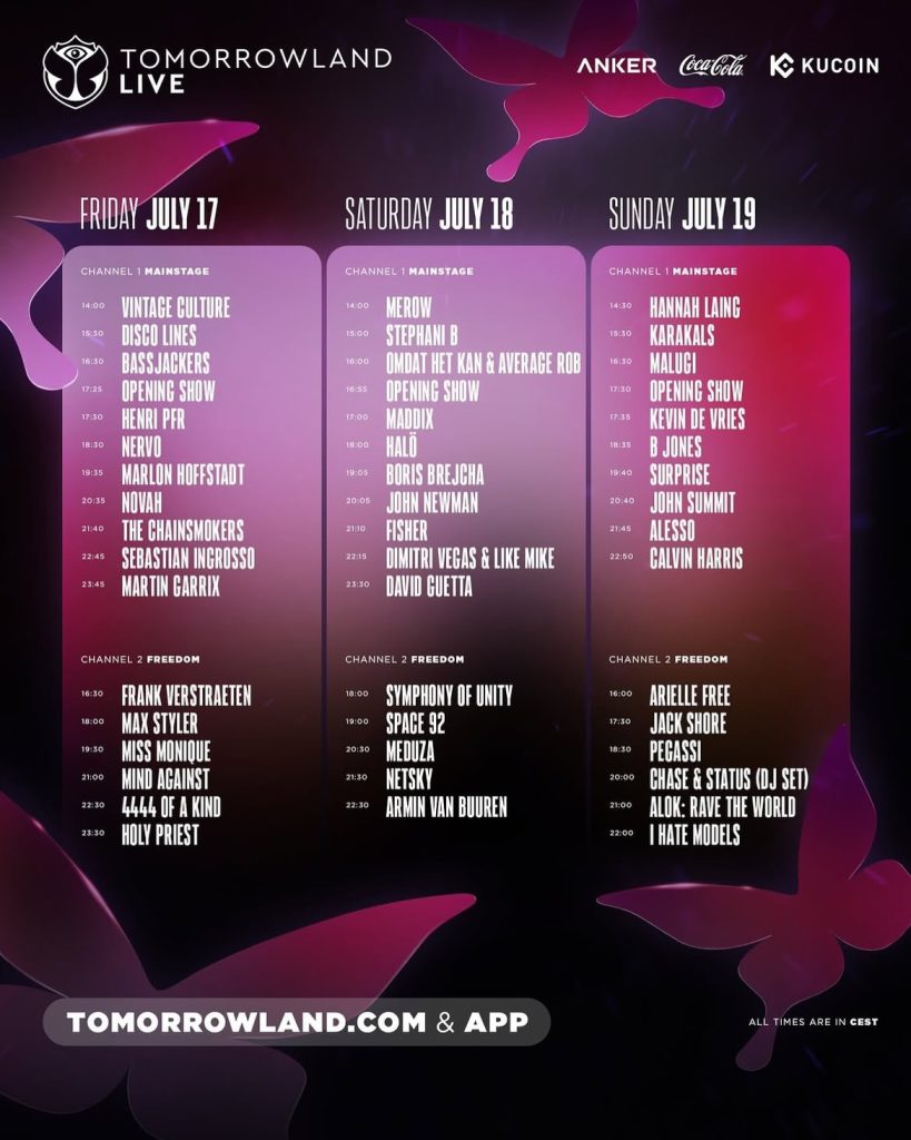 Le programme du livestream du WE1 de Tomorrowland 2026