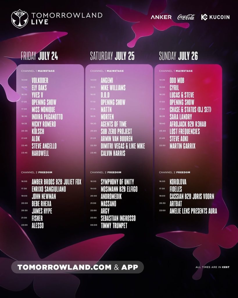Le programme du livestream du WE2 de Tomorrowland 2026