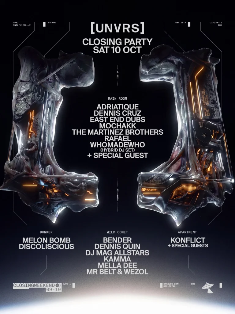 Programmation 2026 du closing de [UNVRS] Ibiza / Source : The Night League