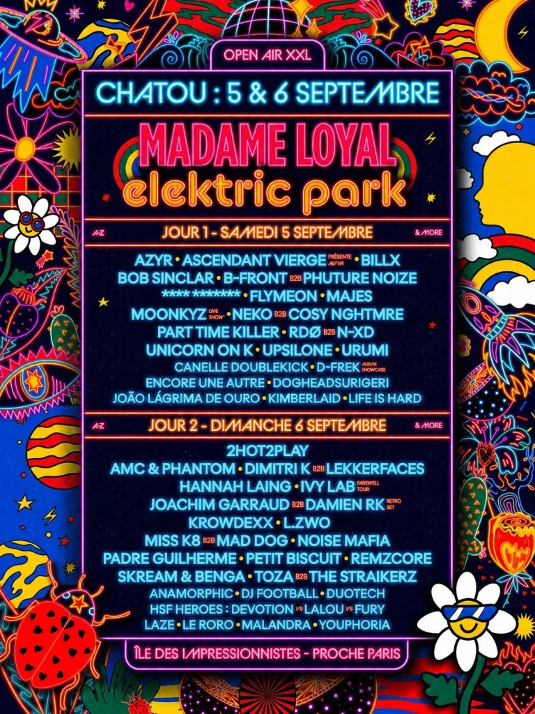Programmation journalière de l'édition 2026 de Madame Loyal & Elektric Park / Source : Madame Loyal
